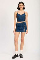 ZIP UP DENIM CORSET TOP Meadeux