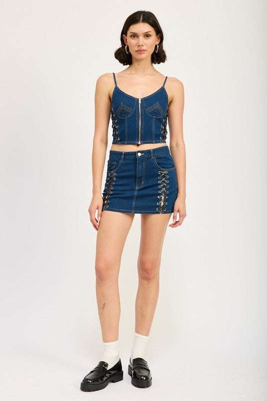 ZIP UP DENIM CORSET TOP Meadeux