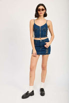 ZIP UP DENIM CORSET TOP Meadeux