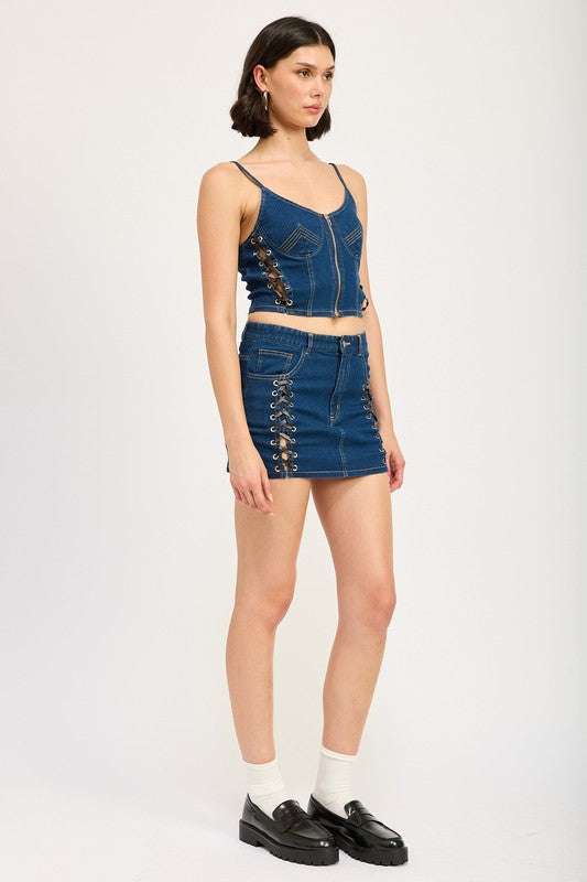 ZIP UP DENIM CORSET TOP Meadeux