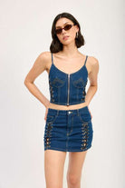 ZIP UP DENIM CORSET TOP Meadeux