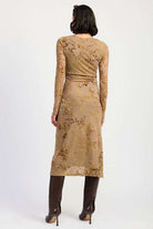 KEY HOLE MIDI LONG SLEEVE DRESS Meadeux