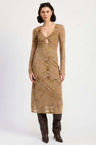 KEY HOLE MIDI LONG SLEEVE DRESS Meadeux
