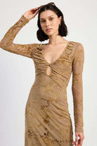 KEY HOLE MIDI LONG SLEEVE DRESS Meadeux