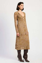 KEY HOLE MIDI LONG SLEEVE DRESS Meadeux