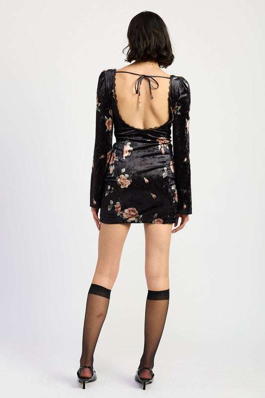 LACE UP FLORA DRESS WITH OPEN BACK Meadeux
