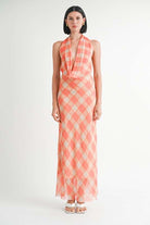 HALTER MAXI SATIN DRESS WITH OPEN BACK Meadeux