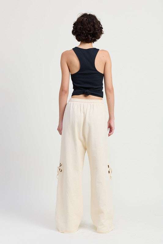 FRENCH TERRY PANTS WITH CUTOUT DETAIL Meadeux