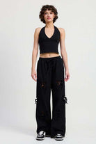 FRENCH TERRY PANTS WITH CUTOUT DETAIL Meadeux