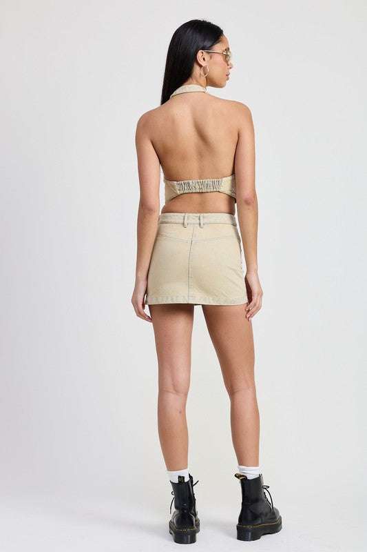 BUTTON DOWN HALTER NECK TOP Meadeux