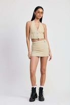 BUTTON DOWN HALTER NECK TOP Meadeux