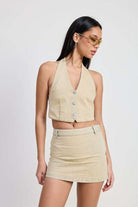 BUTTON DOWN HALTER NECK TOP Meadeux