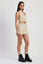 BUTTON DOWN HALTER NECK TOP Meadeux