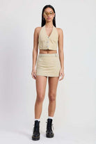 BUTTON DOWN HALTER NECK TOP Meadeux