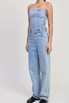 STRAPLESS DENIM JUMPSUIT Meadeux