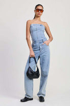 STRAPLESS DENIM JUMPSUIT Meadeux
