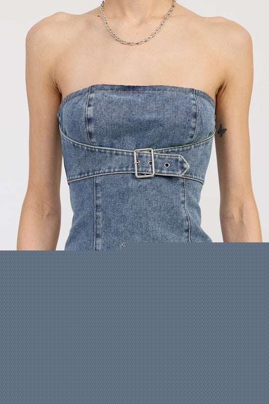 DENIM BUSTIER WITH BUCKLE Meadeux