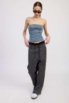 DENIM BUSTIER WITH BUCKLE Meadeux