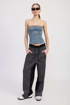 DENIM BUSTIER WITH BUCKLE Meadeux