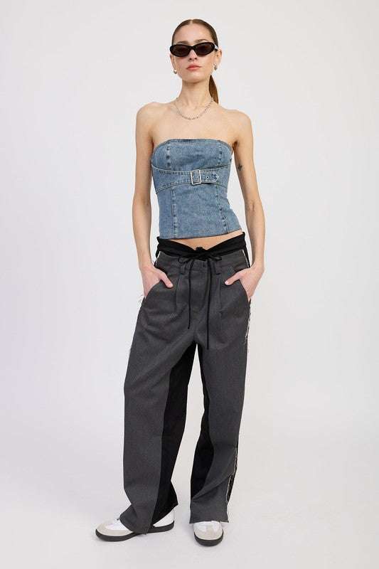DENIM BUSTIER WITH BUCKLE Meadeux