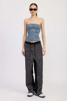 DENIM BUSTIER WITH BUCKLE Meadeux