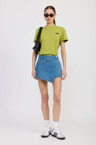 WRAPPED ASYMMETRICAL DENIM SKIRT Meadeux
