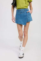 WRAPPED ASYMMETRICAL DENIM SKIRT Meadeux
