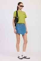 WRAPPED ASYMMETRICAL DENIM SKIRT Meadeux