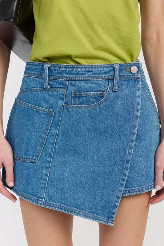 WRAPPED ASYMMETRICAL DENIM SKIRT Meadeux