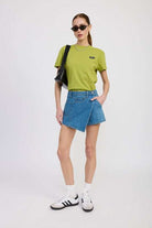WRAPPED ASYMMETRICAL DENIM SKIRT Meadeux