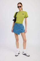 WRAPPED ASYMMETRICAL DENIM SKIRT Meadeux