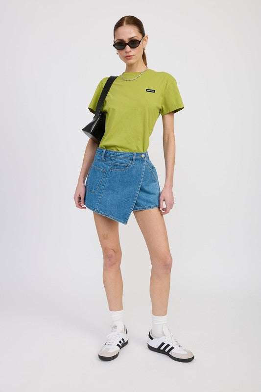 WRAPPED ASYMMETRICAL DENIM SKIRT Meadeux