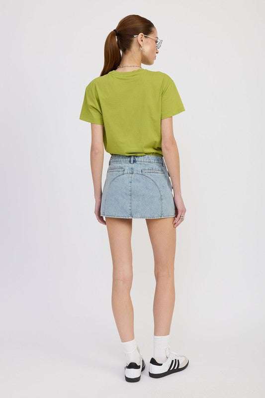 LOW WAIST DENIM MINI SKIRT WITH POCKETS Meadeux