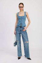 DENIM LACE UP BUSTIER TOP Meadeux