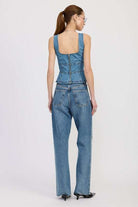 DENIM LACE UP BUSTIER TOP Meadeux