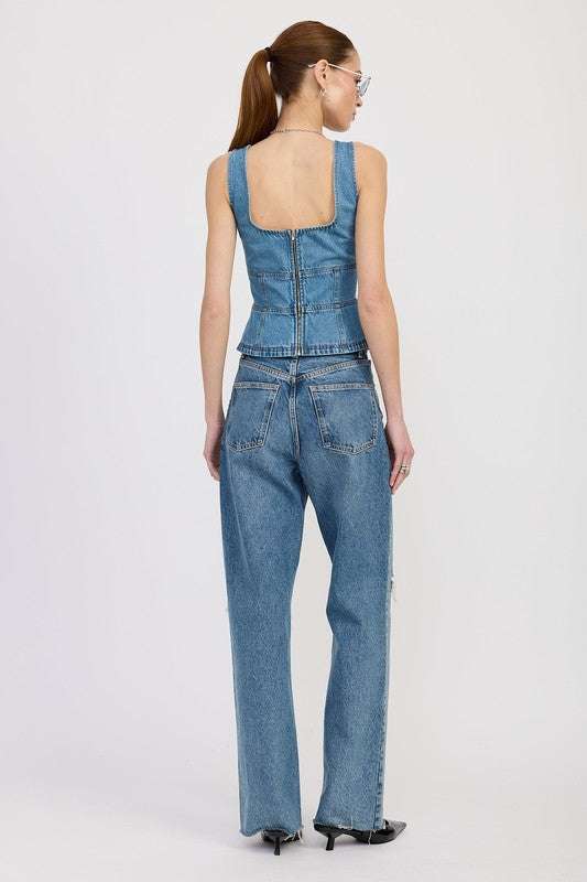 DENIM LACE UP BUSTIER TOP Meadeux