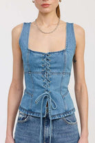 DENIM LACE UP BUSTIER TOP Meadeux