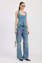 DENIM LACE UP BUSTIER TOP Meadeux