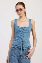 DENIM LACE UP BUSTIER TOP Meadeux