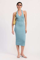 KNIT HALTER BODYCON MIDI DRESS Meadeux