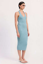 KNIT HALTER BODYCON MIDI DRESS Meadeux