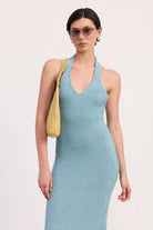 KNIT HALTER BODYCON MIDI DRESS Meadeux
