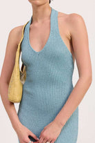 KNIT HALTER BODYCON MIDI DRESS Meadeux