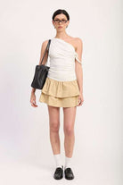 ONE-SHOULDER RUCHED LATERED MINI DRESS Meadeux