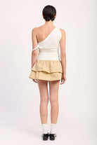 ONE-SHOULDER RUCHED LATERED MINI DRESS Meadeux