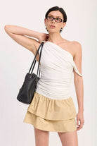 ONE-SHOULDER RUCHED LATERED MINI DRESS Meadeux