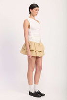 ONE-SHOULDER RUCHED LATERED MINI DRESS Meadeux