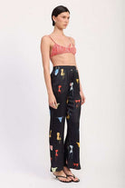 PRINTED SATIN WIDE LEG PANTS Meadeux