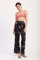 PRINTED SATIN WIDE LEG PANTS Meadeux