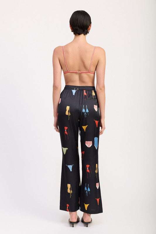 PRINTED SATIN WIDE LEG PANTS Meadeux